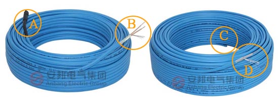雙導發(fā)熱電纜與單導發(fā)熱電纜的外觀對比圖